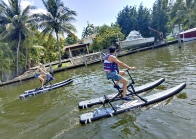 Group of friends riding water bikes - miami-waterbikes.com